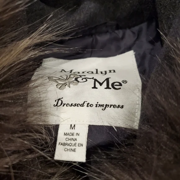 NWT Maralyn & Me Jacket Hooded Fur Trim Gray Coat - Picture 7 of 7